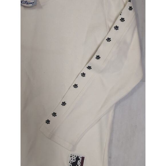 Vintage 90s Women L Disney 101 Dalmatians Paw Print Sweater Pullover V-Neck NOS - Picture 4 of 11